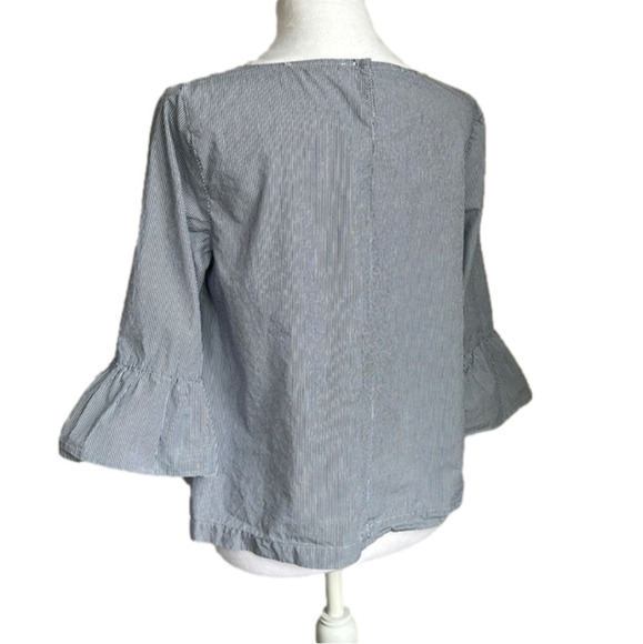 Madewell Blue and White Striped Bell Sleeve Top - Picture 3 of 6